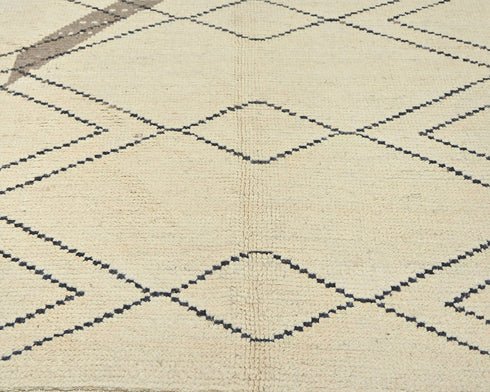 8x11 Moroccan Beige Hand Woven Wool Area Rug